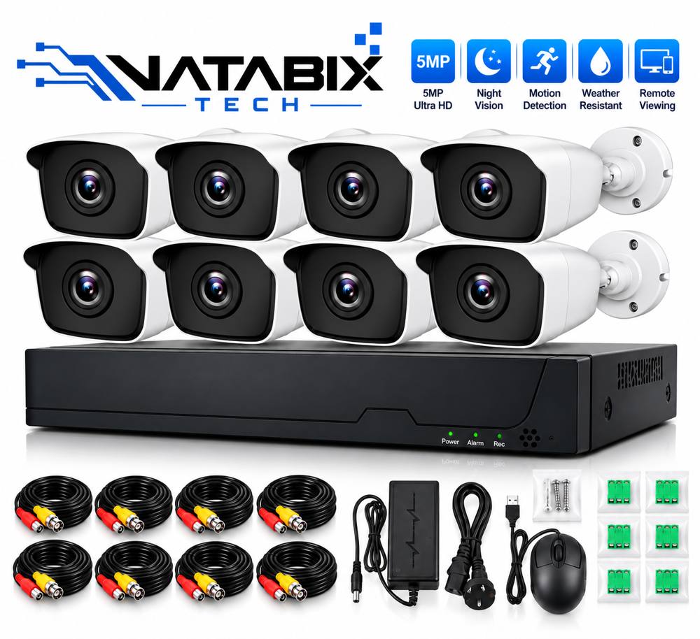 8 camera 5MP CCTV kit with recorder and cables