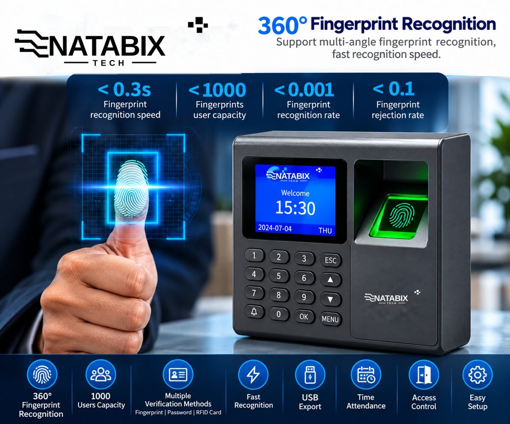 NATABIX TECH fingerprint machine: 360 degree fingerprint recognition