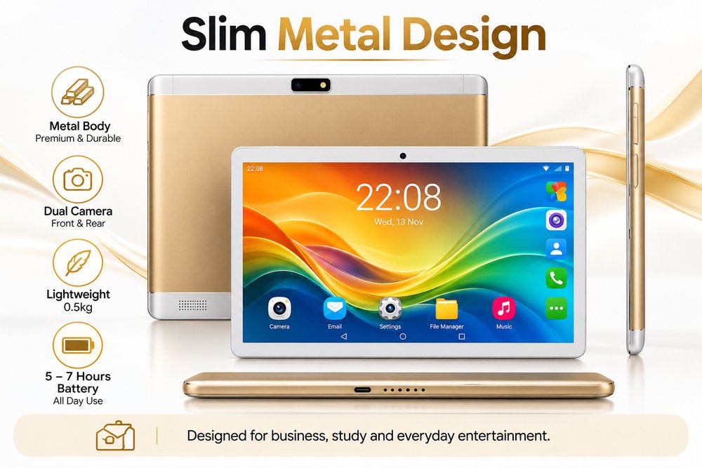 10.1 inch Android tablet slim metal design